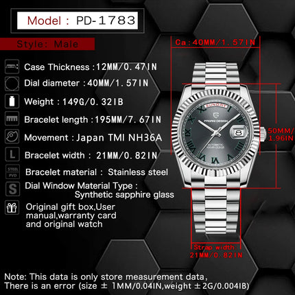 Nuovo orologio da uomo PAGANI DESIGN D40, orologio meccanico NH36, orologio automatico di lusso da uomo, vetro zaffiro AR impermeabile