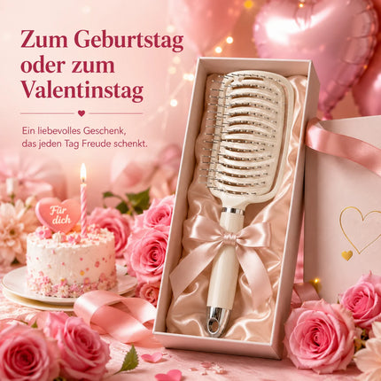 Hair Comb Air Cushion hairbrush For WOMEN'S, Paddle Brush Flexible (Flexible Rounded Bristles, Untangling Brush & Massage Brush For Long Short Curly Straight And Wet Hair gift For Women For Christmas birthday & Valentine's Da