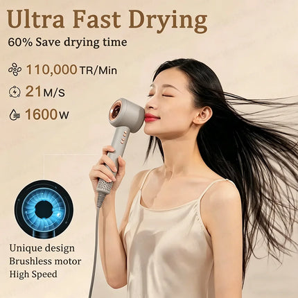 Super Hair Dryer Professional Leafless Hairdryer Hair Care Styling Negative Ion Electric Hair Dryers 3 Airflow Speed Settings