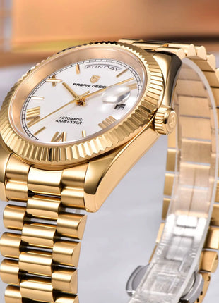 Orologi da uomo PAGANI DESIGN DD36 Gold, orologio automatico di lusso da uomo, vetro zaffiro AR, orologio da polso meccanico, consegna dal magazzino UE.