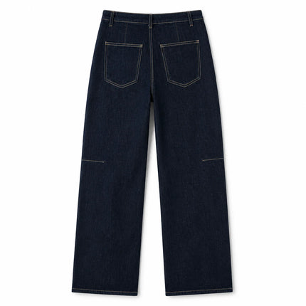 Women's High-Waisted Wide-Leg Black Jeans with Trendy Colorful Heart and Flower Embroidery, Durable Denim with a Flowy Fit, Loose-Cut Pants That Flatter the Figure, Casual Urban Streetwear Style, Original Embellished Design,