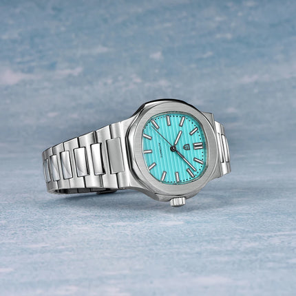 Nuovo Orologio Meccanico Automatico di Lusso Pugani da Uomo con Vetro Zaffiro Antiriflesso e Lancette Luminose, Orologio Sportivo da Uomo, Consegna Locale