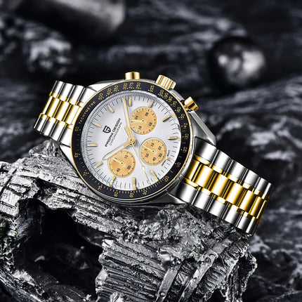 PAGANI DESIGN Nuovo Orologio da Uomo al Quarzo Orologio Luna Dorata Cronografo Sportivo VK63 con Zaffiro AR Luminoso Spedizione Locale