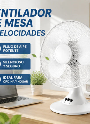 Ventilatore da tavolo elettrico con 3 velocità, silenzioso, 30 °   Inclinabile °   Protezione in rete sicura, a basso consumo energetico, per camera da letto, ufficio e stanza