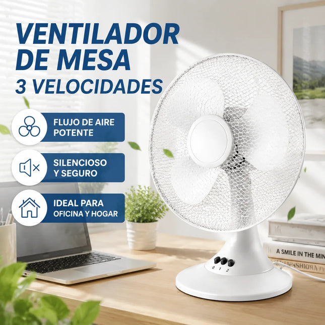 Ventilatore da tavolo elettrico con 3 velocità, silenzioso, 30 °   Inclinabile °   Protezione in rete sicura, a basso consumo energetico, per camera da letto, ufficio e stanza