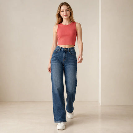 Women's Jeans Wide Waist High Waist Denim Blue Washed Embroidery Heart Embroidery pants Style Y2K Streetwear Glam Casual For City Outings And Leisure FX5432