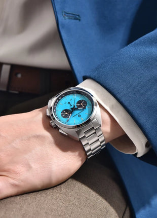 PAGANI DESIGN Nuovo Orologio da Uomo Turtle Back Cronografo al Quarzo con Vetro Zaffiro e Bracciale, Movimento Giapponese VK63, Spedizione Locale