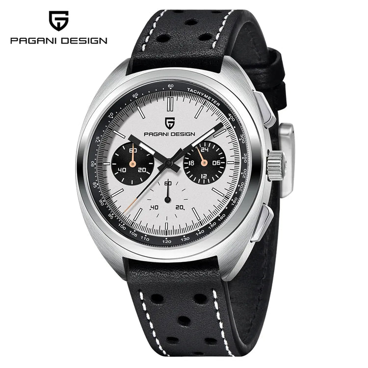 PAGANI DESIGN Nuovo Orologio da Uomo Turtle Back Cronografo al Quarzo con Vetro Zaffiro e Bracciale, Movimento Giapponese VK63, Spedizione Locale