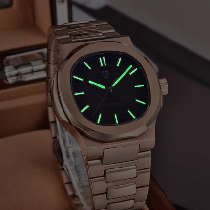 Nuovo Orologio Meccanico Automatico di Lusso Pugani da Uomo con Vetro Zaffiro Antiriflesso e Lancette Luminose, Orologio Sportivo da Uomo, Consegna Locale