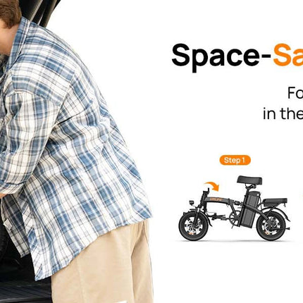 URLIFE F1L Bicicletta Elettrica Pieghevole da 14 Pollici, Motore 500W, Batteria Rimovibile 48V 7.5Ah, Autonomia 40KM, Sospensione Anteriore Idraulica, Freni a Disco Doppi, E-bike per Adulti e Pendolari Urbani