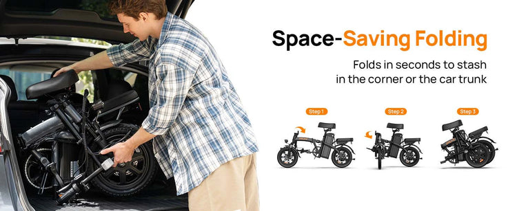 URLIFE F1L Bicicletta Elettrica Pieghevole da 14 Pollici, Motore 500W, Batteria Rimovibile 48V 7.5Ah, Autonomia 40KM, Sospensione Anteriore Idraulica, Freni a Disco Doppi, E-bike per Adulti e Pendolari Urbani