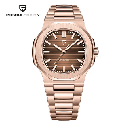 Nuovo Orologio Meccanico Automatico di Lusso Pugani da Uomo con Vetro Zaffiro Antiriflesso e Lancette Luminose, Orologio Sportivo da Uomo, Consegna Locale