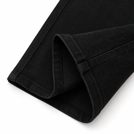 Women’s high-waisted wide-leg black jeans, dark washed denim with elastane, casual large trousers for the city, office, and outings, figure-flattering fit, comfortable fabric that doesn’t constrict FX1338-1