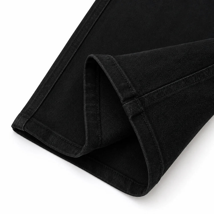 Women’s high-waisted wide-leg black jeans, dark washed denim with elastane, casual large trousers for the city, office, and outings, figure-flattering fit, comfortable fabric that doesn’t constrict FX1338-1