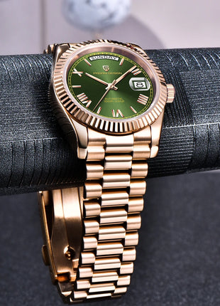 Nuovo Orologio da Uomo PAGANI DESIGN D36 in Oro Rosa, Lussuoso Automatico Meccanico Impermeabile con Vetro Zaffiro AR, Acciaio Inossidabile, Data, Regalo per Uomo