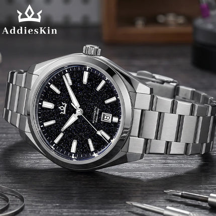 ADDIESKIN K010 Men's Automatic Watch Natural Stone Dial Tiger Eye Turquoise Goldstone Sapphire Crystal Miyota 9015 BGW9 Luminous