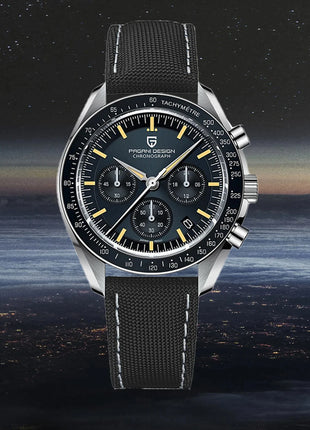 PAGANI DESIGN Nuovo Orologio da Uomo al Quarzo Orologio Luna Dorata Cronografo Sportivo VK63 con Zaffiro AR Luminoso Spedizione Locale