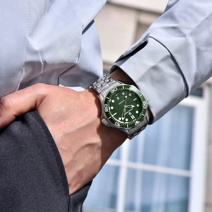 PAGANI DESIGN Orologio subacqueo automatico di lusso verde da uomo, Nuova collezione, Orologio meccanico MIYOTA 8215 da uomo, Spedizione locale