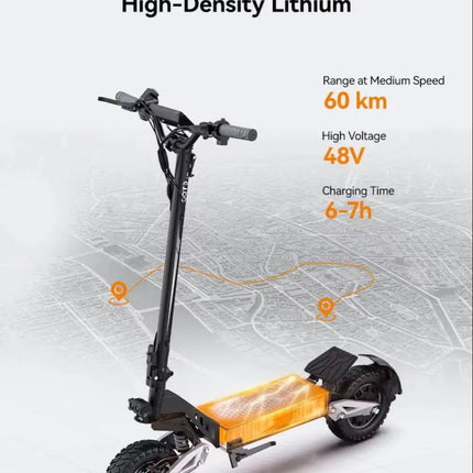 18Ah Monopattino Elettrico, OOTD T10, Motore Max 900W e Batteria 18Ah/13.5Ah, Autonomia 45-60km, Ruote All-Terrain da 11 Pollici platinumshop