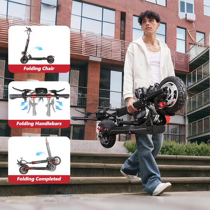 Monopattino Elettrico SUNNIGOO per Adulti con Blocco NFC, Motore Potente 48V 800W, Sedile Rimovibile, Pieghevole, Batteria 15Ah, Autonomia 55km