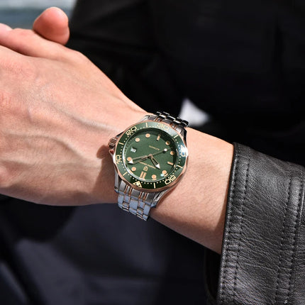 PAGANI DESIGN Orologio subacqueo automatico di lusso verde da uomo, Nuova collezione, Orologio meccanico MIYOTA 8215 da uomo, Spedizione locale