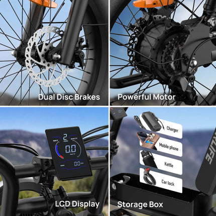 URLIFE T2 Bici Elettrica Fat Tyre 250W 20" 48V 15.6Ah con Batteria Rimovibile, Bici Elettrica da Montagna per Adulti per Ogni Terreno