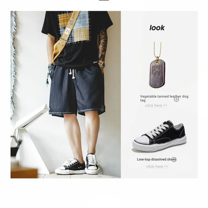 Maden Summer Casual Ice Jeans uomo pantaloncini di Jeans Cool Fit pantaloni larghi a gamba dritta pantaloni corti estivi da uomo