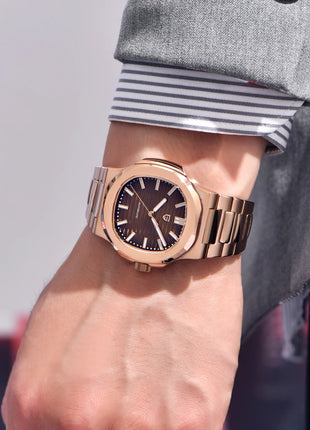 Nuovo Orologio da Uomo di Lusso PAGANI DESIGN 2026 Rosa Oro ST6 Automatico Meccanico con Protezione Luminosa e Vetro Zaffiro AR - Regalo Perfetto