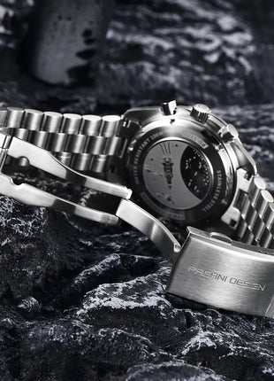 Nuovo Orologio da Uomo PAGANI DESIGN Moon Tan 2026, Orologio al Quarzo di Lusso con Vetro Zaffiro AR, Cronografo Impermeabile, Spedizione Locale