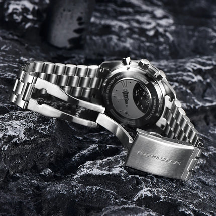 PAGANI DESIGN 2026 Nuovo Orologio al Quarzo da Uomo con Fasi Lunari, Orologi di Lusso con Vetro Zaffiro AR, Cronografo Impermeabile PD1701, Spedizione Locale