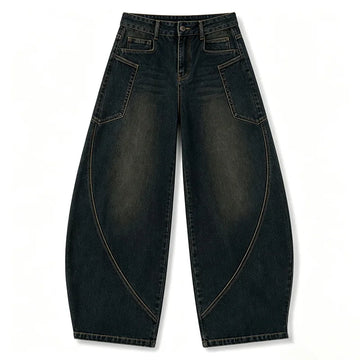 Women's Jeans Sickle Wide Leg Denim Dark Wash Vintage High Waist Comfy Wide Model Casual Streetwear For Daily Outputs No Restriction Jeans pants, Non Deformation Resistant Fabric FX5358