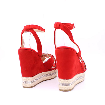 Soraia shoes Women's Glitter Stone Wedge Platform Sandal Wedge Sandal Summer Fashion Sandal PlatiNum