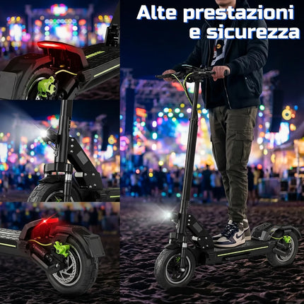 Monopattino Elettrico Adulto, Scooter Elettrico Pieghevole, Velocità Fino a 24.9 Km/h, 40Km di Autonomia, 10" Pneumatici Solidi, Carico massimo 120 kg, Doppia frenata