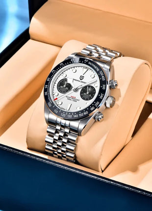 Nuovi orologi da uomo Panda DESIGN, orologio al quarzo di lusso Panda, cronografo sportivo da uomo, cronografo con vetro zaffiro, lenti AR, ceramica, leggero, impermeabile, in acciaio inossidabile, orologio da uomo, idea rega