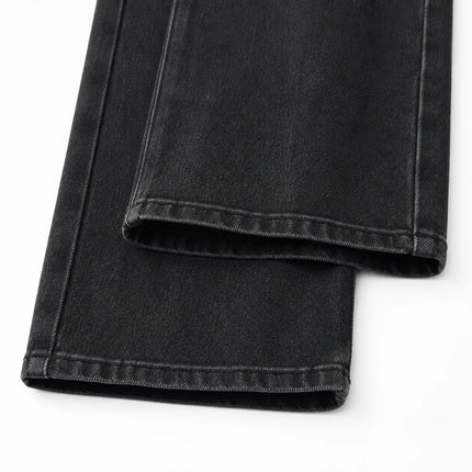 Jeans Wide Leg High Waist woman Black Stone Wash Soft Denim Loose Fit Comfortable Casual Modern City Work Day Outings FX5318