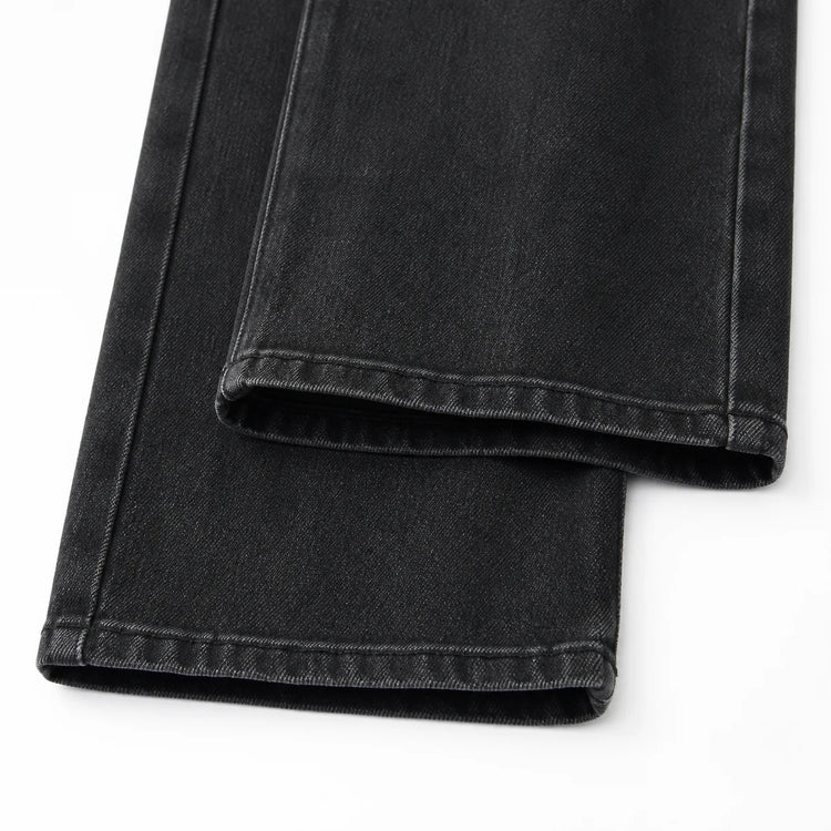 Jeans Wide Leg High Waist woman Black Stone Wash Soft Denim Loose Fit Comfortable Casual Modern City Work Day Outings FX5318