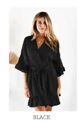Abiti da damigella d'onore personalizzati con vestaglia da addio al nubilato con volant Abito da giorno di nozze unico per la sposa Kimono con volant personalizzato platinumshop
