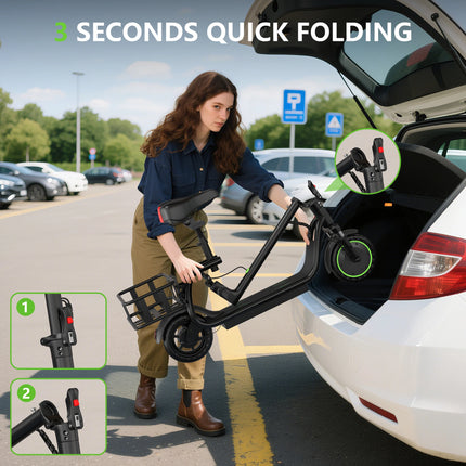 EU Stock 350W Foldable Portable Electric Scooter 19MPH Top Speed 25 Miles Max Range 36V9AH Battery Three Speed Adjustment App Control Max Load 120Kg 8.5 Inch Solid Rubber Tire Adjustable Seat Detachable Basket Comfortable Rid