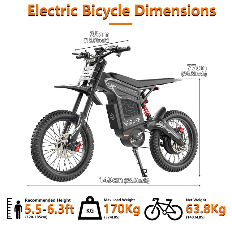 Nuova E-Bike Fuoristrada EU GT600, 85 km/h di velocità massima, motore brushless da 7.500 W, batteria al litio 72V 30Ah, moto elettrica per adulti, autonomia massima 85 km/h