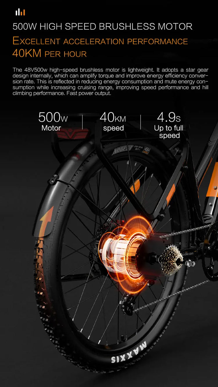 Bicicletta Elettrica LANKELEISI MX600 Pro, Motore 500W, Batteria 48V 20Ah, Autonomia 150KM, Pneumatici 27.5x2.4 Pollici, E-bike per Adulti