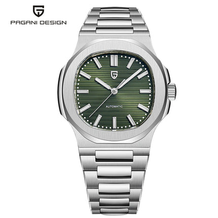 Nuovo Orologio Meccanico Automatico di Lusso Pugani da Uomo con Vetro Zaffiro Antiriflesso e Lancette Luminose, Orologio Sportivo da Uomo, Consegna Locale