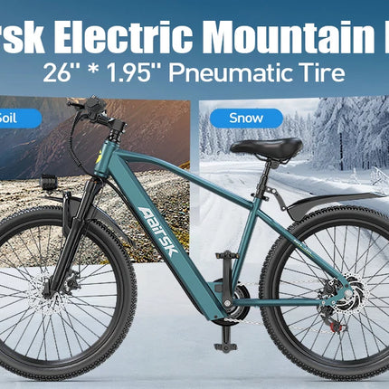 Bicicletta Elettrica Aairsk GT300 per Adulti, Batteria 36V10AH, 7 Velocità, con NFC, Pneumatici da 26 Pollici