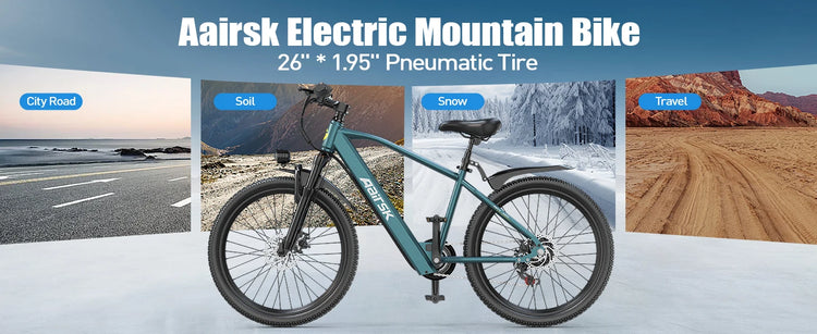 Bicicletta Elettrica Aairsk GT300 per Adulti, Batteria 36V10AH, 7 Velocità, con NFC, Pneumatici da 26 Pollici