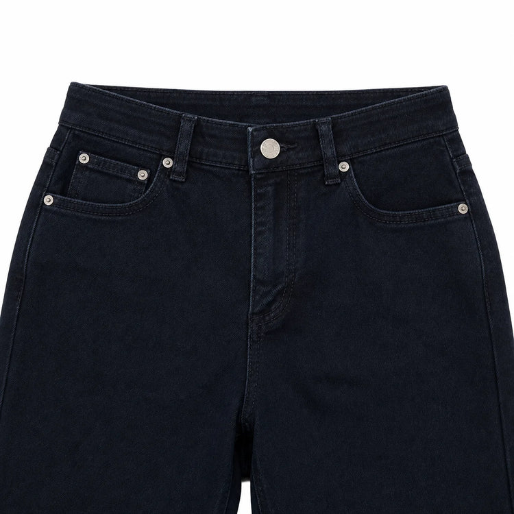 Women's Wide-Leg High-Waisted Dark Denim Jeans with Enzyme Wash, Trendy Slimming Loose Cut, Comfortable Fit That Enhances the Silhouette, Versatile Elegant Casual Style, Durable Pants, Ideal for Fx1338-7
