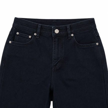 Women's Wide-Leg High-Waisted Dark Denim Jeans with Enzyme Wash, Trendy Slimming Loose Cut, Comfortable Fit That Enhances the Silhouette, Versatile Elegant Casual Style, Durable Pants, Ideal for Fx1338-7