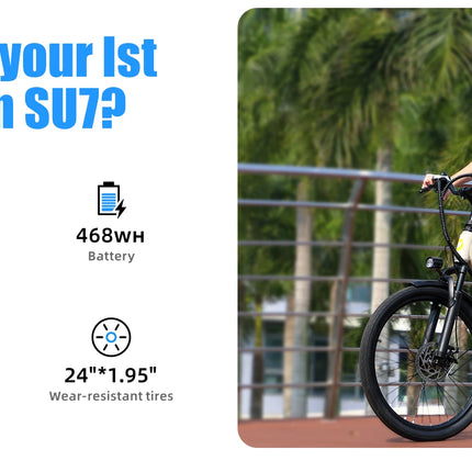 AAIRSK City Bicicletta Elettrica, Batteria 36V 13 Ah, 7 Velocità, Range fino a 60 km, NFC, Velocità 25 km/h, Ebike per adulti.
