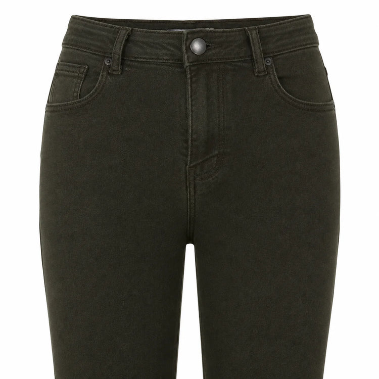 Women's Jeans Skinny High Waist Denim Green Olive Washed Elastic Effect pants Slim Fit Streetwear Casual For Work Out And Leisure YW‑1639D