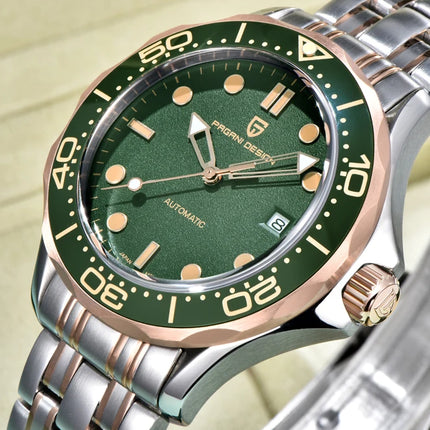 PAGANI DESIGN Orologio subacqueo automatico di lusso verde da uomo, Nuova collezione, Orologio meccanico MIYOTA 8215 da uomo, Spedizione locale