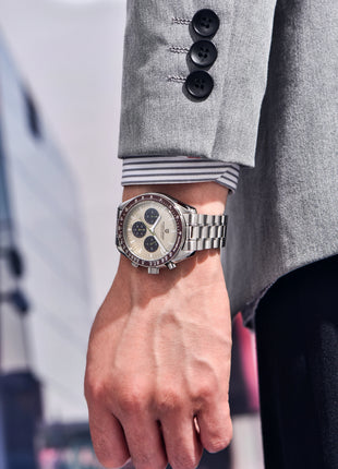 PAGANI DESIGN 2026 Nuova Serie Planetaria Saturno Orologio al Quarzo di Lusso Color Sabbia Chiaro da Uomo, Cronografo Sportivo Veloce con Vetro Zaffiro AR, Spedizione Locale nell'UE
