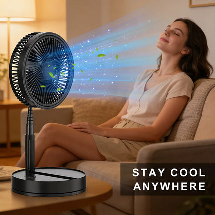 Ventilatore USB pieghevole e retrattile 2 in 1, alimentato a batteria da 8000 mAh, con telecomando, silenzioso, ultra compatto, piccolo ventilatore per casa, ufficio, dormitorio, viaggi all'aperto